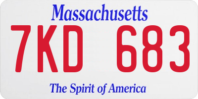 MA license plate 7KD683