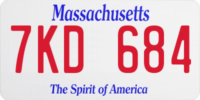 MA license plate 7KD684