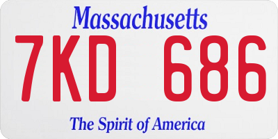MA license plate 7KD686