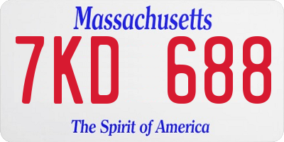 MA license plate 7KD688