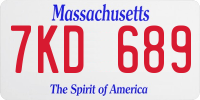 MA license plate 7KD689