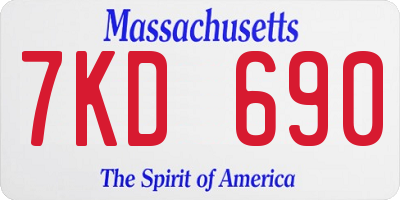 MA license plate 7KD690