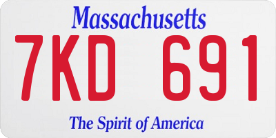 MA license plate 7KD691