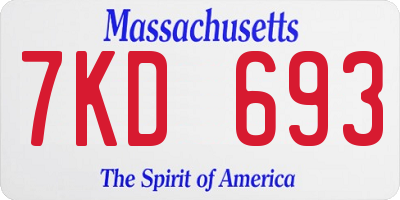 MA license plate 7KD693