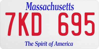MA license plate 7KD695