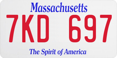 MA license plate 7KD697