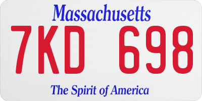 MA license plate 7KD698
