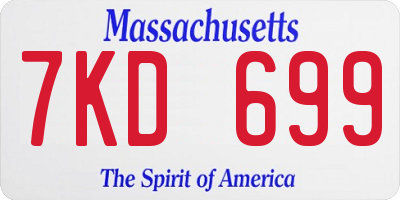 MA license plate 7KD699
