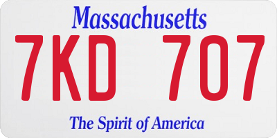 MA license plate 7KD707