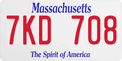 MA license plate 7KD708