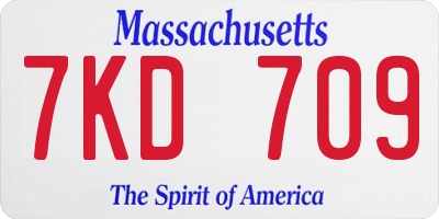 MA license plate 7KD709
