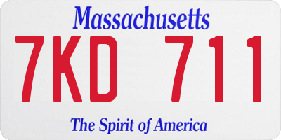 MA license plate 7KD711