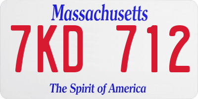 MA license plate 7KD712