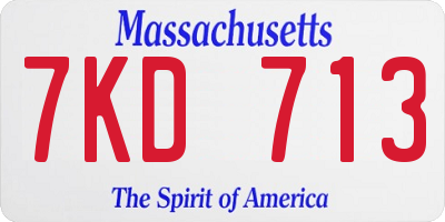 MA license plate 7KD713