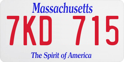 MA license plate 7KD715