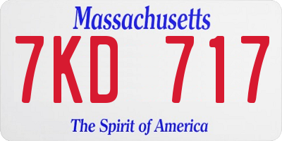 MA license plate 7KD717