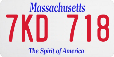 MA license plate 7KD718