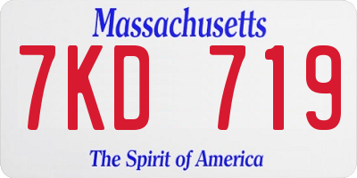 MA license plate 7KD719