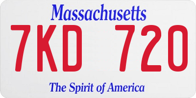 MA license plate 7KD720