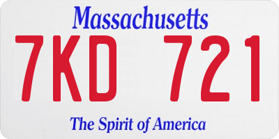 MA license plate 7KD721