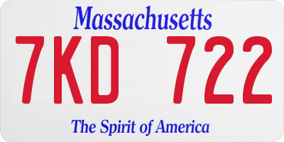 MA license plate 7KD722