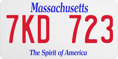 MA license plate 7KD723