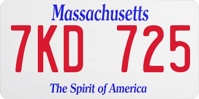 MA license plate 7KD725