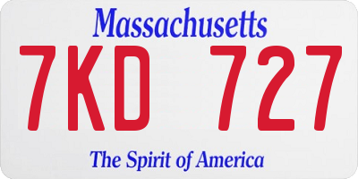 MA license plate 7KD727