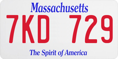MA license plate 7KD729