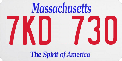 MA license plate 7KD730