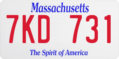 MA license plate 7KD731