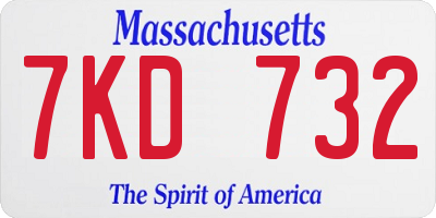 MA license plate 7KD732