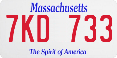MA license plate 7KD733