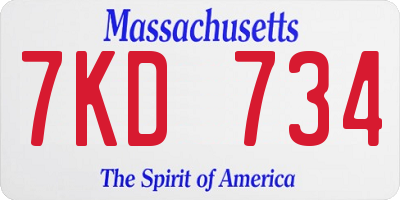 MA license plate 7KD734