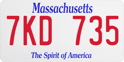 MA license plate 7KD735