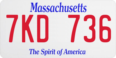 MA license plate 7KD736
