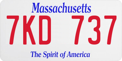MA license plate 7KD737