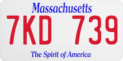 MA license plate 7KD739