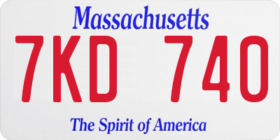 MA license plate 7KD740