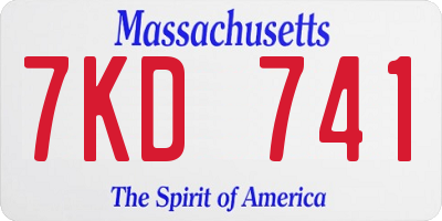 MA license plate 7KD741