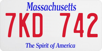 MA license plate 7KD742
