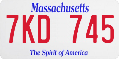 MA license plate 7KD745