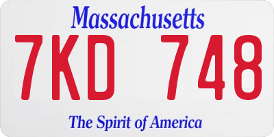 MA license plate 7KD748