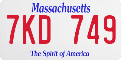 MA license plate 7KD749