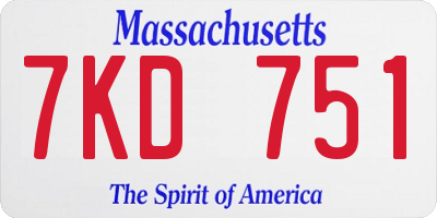 MA license plate 7KD751