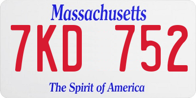 MA license plate 7KD752