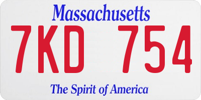 MA license plate 7KD754