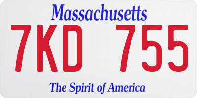 MA license plate 7KD755