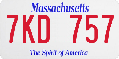 MA license plate 7KD757