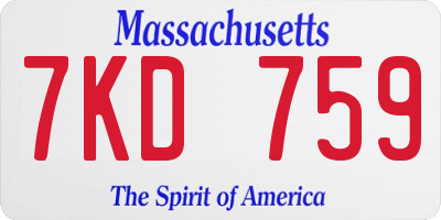 MA license plate 7KD759